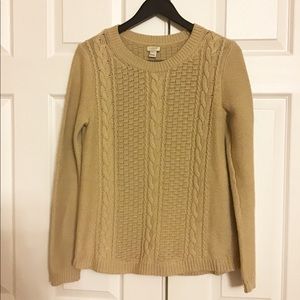 J. Crew Women's Cable Knit Crewneck Sweater in Beige